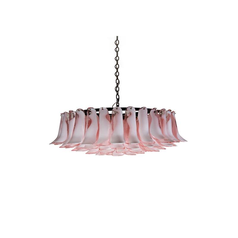 1990s Italian Murano Pink Flower Chandelier